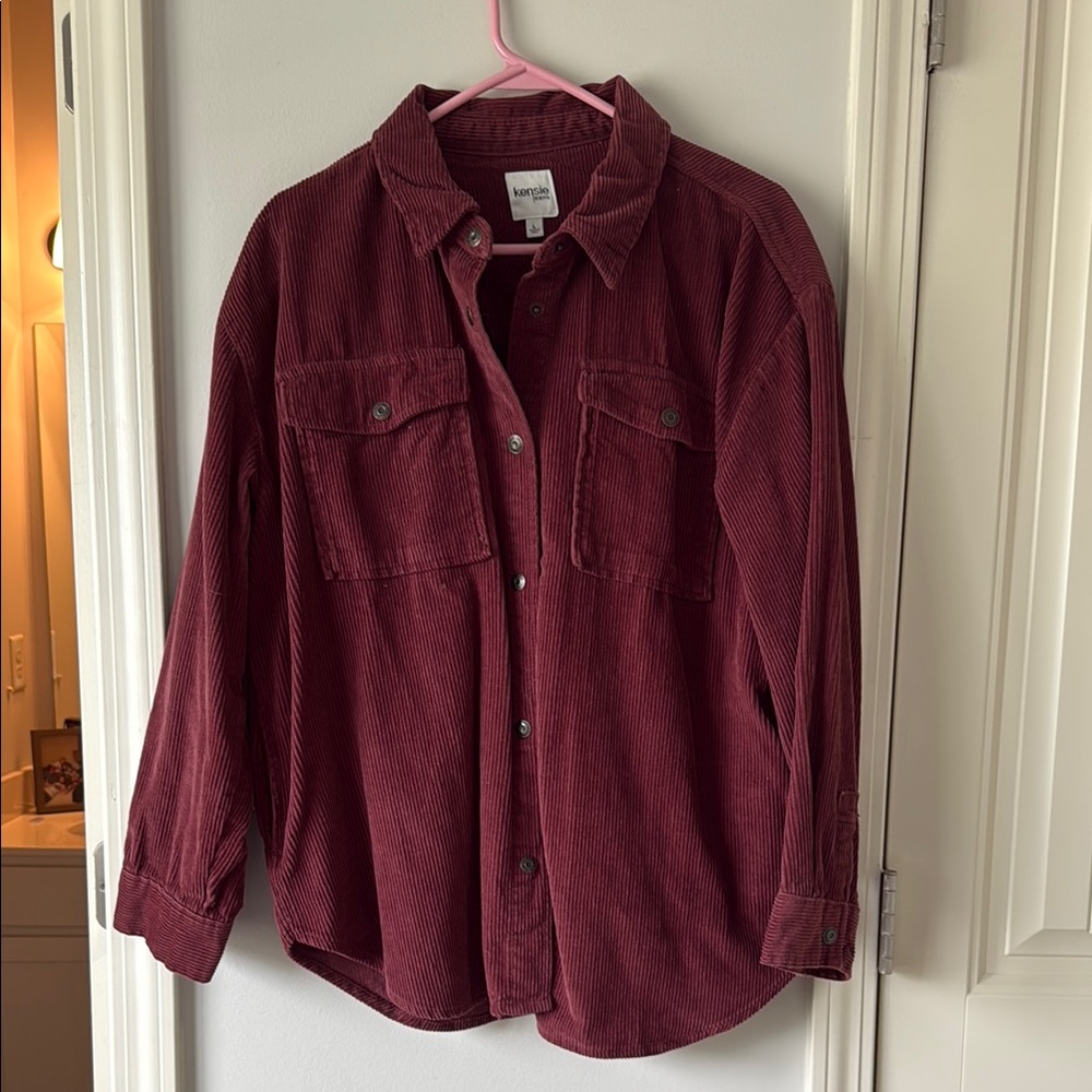 NWOT Burgundy Corduroy Button-Up